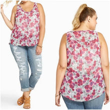 Load image into Gallery viewer, Size 2X Torrid Pink & Black Floral Button Front High Low Tank