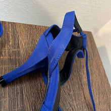 Load image into Gallery viewer, Size 8.5 JustFab Blue Gracie Ankle Lace-Up Heels