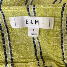 Load image into Gallery viewer, Large E & M Buckle Lime Green Stripe Asymmetrical Button Tank