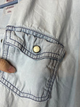 Load image into Gallery viewer, Large Mossimo Light Wash Pearl Snap a button Up Shirt
