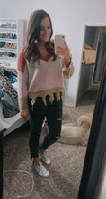 Load image into Gallery viewer, Large Love Tree V-Neck Distressed Sweater

