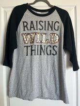 Load image into Gallery viewer, Large Gildan Raising Wild Things Raglan Baseball Graphic T-Shirt
