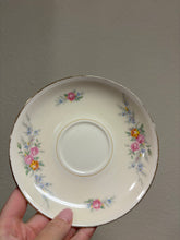 Load image into Gallery viewer, Set of 5 Homer Laughlin Eggshell Nautilus saucer featuring the Ferndale floral pattern and gold trim USA made
