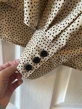 Load image into Gallery viewer, XL Notations Vintage Tan &amp; Black Polka Dot Button Up Blouse

