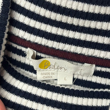 Load image into Gallery viewer, Large Boden Navy &amp; White Stripped Turtle Neck Shirt
