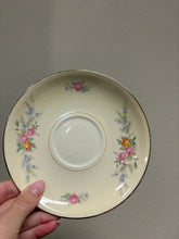 Load image into Gallery viewer, Set of 5 Homer Laughlin Eggshell Nautilus saucer featuring the Ferndale floral pattern and gold trim USA made
