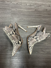 Load image into Gallery viewer, 8.5 Steve Madden Daily Snake Print Pointed Toe Heeled Booties
