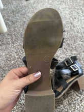 Load image into Gallery viewer, 7.5 Big Buddha Black Strapy Heeled Sandals

