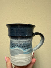 Load image into Gallery viewer, Hand spun Blue &amp; White Speckled Ceramic Mug
