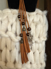 Load image into Gallery viewer, Long Brown Braided Fringe Western Boho Necklace
