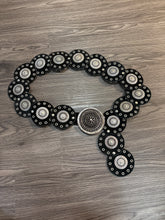 Load image into Gallery viewer, Faux Black Leather Western Disc-Style Concho Belt
