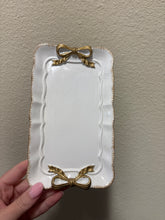 Load image into Gallery viewer, Gold &amp; White Bow Decorative Tray
