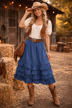 Load image into Gallery viewer, Vintage One Size Cactus Flower Tiered Ruffle Skirt

