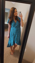 Load image into Gallery viewer, Large Pretty Garden Navy Blue Floral Wrap Dress
