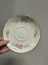 Load image into Gallery viewer, Set of 5 Homer Laughlin Eggshell Nautilus saucer featuring the Ferndale floral pattern and gold trim USA made
