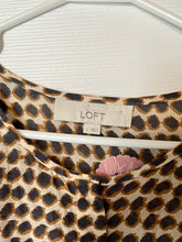 Load image into Gallery viewer, Large Loft Neutral Polka Dot Silk Button Up Blouse
