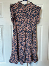 Load image into Gallery viewer, Large Wild Feathers Leopard Dot Ruffle Sleeveless Dress
