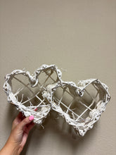 Load image into Gallery viewer, white wicker heart basket wall decor

