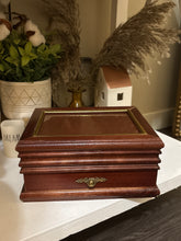 Load image into Gallery viewer, Vintage Bombay Company Wooden Gold Trim Jewelry Box
