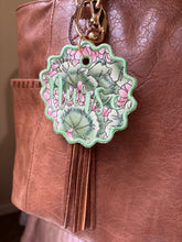 Load image into Gallery viewer, Nurse Embroidered Bag Charm | Floral Nurse Keychain | Backpack Accessory | Purse Charm | Healthcare Worker Gift | Thrifted Textile Gift
