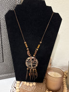 Boho Western Tribal Feather Pendant Necklace