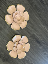 Load image into Gallery viewer, Set of 2 Pink and Gold Metal Flower Wall Decor
