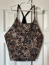 Load image into Gallery viewer, Large Old Navy Black Tan Speckled Criss Cross Sports Bra Crop Top
