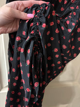 Load image into Gallery viewer, Large NWT Urban Outfitters black and red rose-patterned ruched side slip dress
