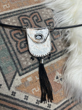 Load image into Gallery viewer, Silver &amp; Black Beaded Tassel Boho Western Long Necklace
