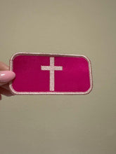 Load image into Gallery viewer, Christian Cross Patch | Embroidered Iron On Patch | Faith Based Gift for Hat, Tote, etc
