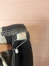 Load image into Gallery viewer, XL Size 12 Black &amp; White Denim Western Cow Print Shorts
