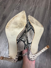 Load image into Gallery viewer, 8.5 Steve Madden Daily Snake Print Pointed Toe Heeled Booties
