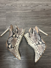 Load image into Gallery viewer, 8.5 Steve Madden Daily Snake Print Pointed Toe Heeled Booties
