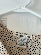 Load image into Gallery viewer, XL Notations Vintage Tan &amp; Black Polka Dot Button Up Blouse
