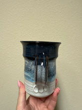 Load image into Gallery viewer, Hand spun Blue &amp; White Speckled Ceramic Mug
