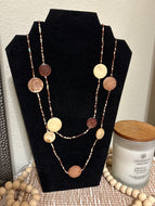 Boho Long Gold Tone Circlet Double Strand Necklace