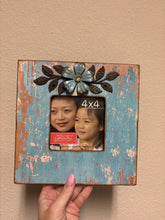 Load image into Gallery viewer, Hobby Lobby Boho Western Distressed Teal 4x4” Picture Frame
