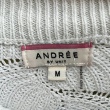 Load image into Gallery viewer, Medium Andree White Black Tan Scalloped Color Block Sweater
