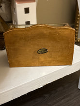 Load image into Gallery viewer, vintage acrylic Lucite napkin or letter holder featuring dried butterflies and flowers
