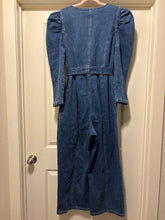 Load image into Gallery viewer, Size 18 Eloquii NWOT Long Puff Sleeve Denim Jumpsuit
