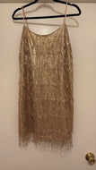 Large Emerald Sundae Gold Sequin Fringe Dress