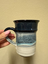 Load image into Gallery viewer, Hand spun Blue &amp; White Speckled Ceramic Mug
