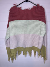 Load image into Gallery viewer, Large Love Tree V-Neck Distressed Sweater
