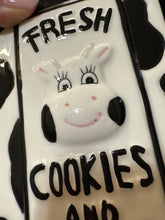 Load image into Gallery viewer, Vintage Cow Print Glass Cookie Jar
