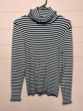 Load image into Gallery viewer, Large Boden Navy &amp; White Stripped Turtle Neck Shirt
