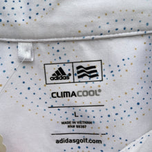 Load image into Gallery viewer, Large Adidas Clima Cool White &amp; Blue Golf Tank Top
