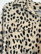 Load image into Gallery viewer, Small Chico’s Tan Leopard Dot Button Up Blouse
