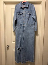 Load image into Gallery viewer, Size 18 Eloquii NWOT Plus Size Wide Leg Raw Hem Denim Jumpsuit
