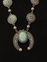 Load image into Gallery viewer, Faux Silver Turquoise Boho Western Necklace
