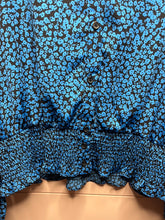 Load image into Gallery viewer, XL Who What Wear Blue Black Floral Button Up Blouse
